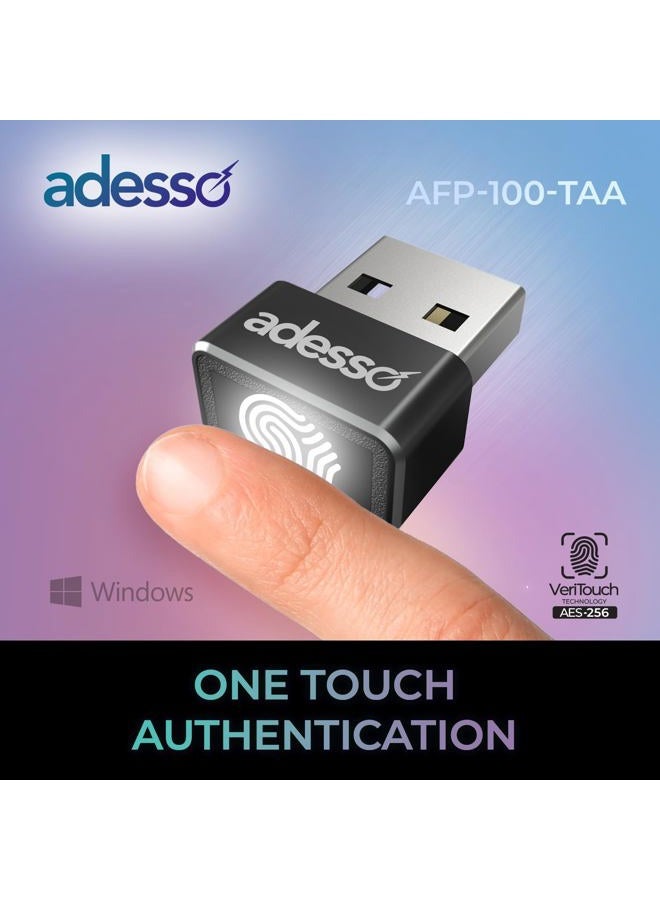 Adesso USB Fingerprint Reader Windows Hello Compatible Built-in Biometric Security AES256 Encryption Made in Taiwan TAA Compliant AFP-100-TAA - Image 3