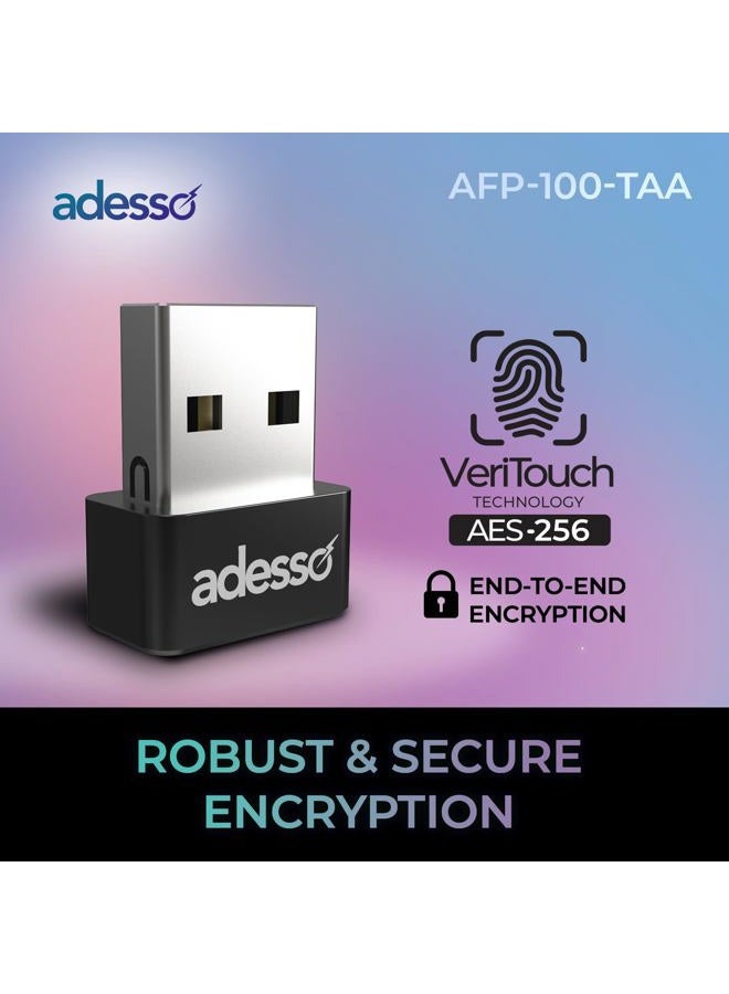Adesso USB Fingerprint Reader Windows Hello Compatible Built-in Biometric Security AES256 Encryption Made in Taiwan TAA Compliant AFP-100-TAA - Image 4
