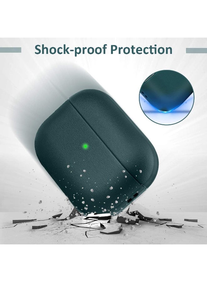 Cover Compatible with Airpods Pro 3 (2025) Case, Leather Texture Full-Body Protective Case Cover Compatible with Airpods Pro 3, Wireless Charging and Front LED Visible (Green) - Image 5