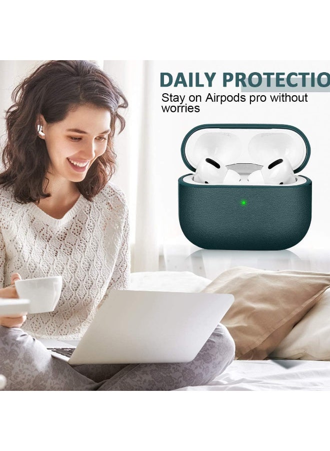 Cover Compatible with Airpods Pro 3 (2025) Case, Leather Texture Full-Body Protective Case Cover Compatible with Airpods Pro 3, Wireless Charging and Front LED Visible (Green) - Image 3