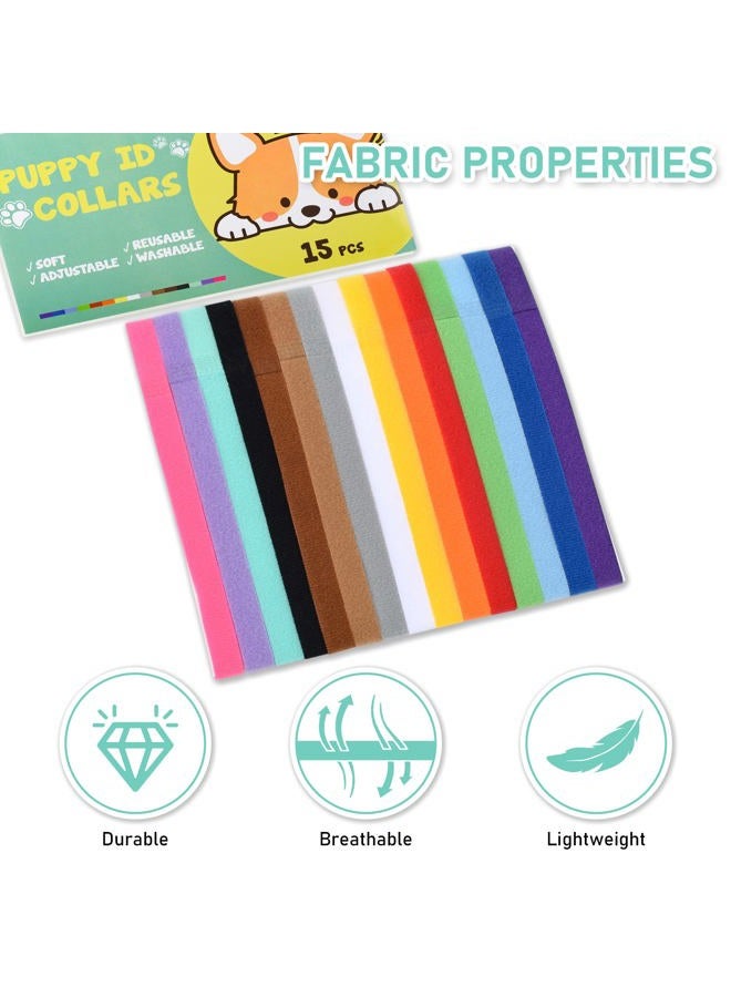 GAMUDA Newborn Puppy Collars, Record Keeping Charts, Super Soft Nylon Whelping Puppy Collars, Adjustable Litter Collars for Pups Assorted Colors, Identification Collars (13.80 inches, Solid) - Image 4