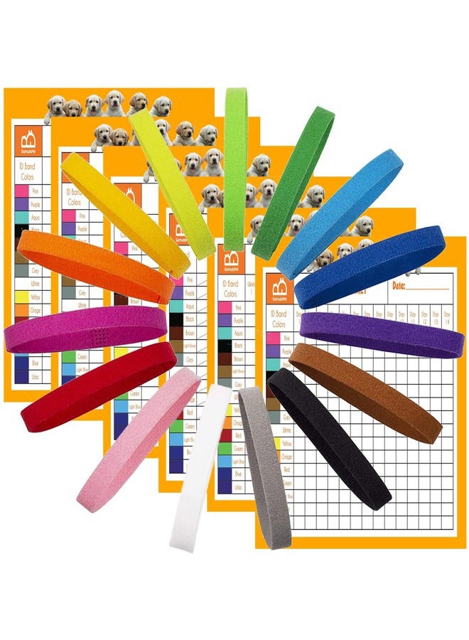 GAMUDA Newborn Puppy Collars, Record Keeping Charts, Super Soft Nylon Whelping Puppy Collars, Adjustable Litter Collars for Pups Assorted Colors, Identification Collars (13.80 inches, Solid) - Image 1