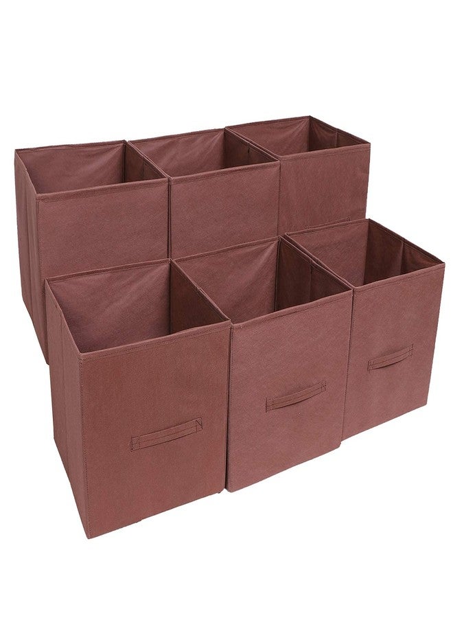 ABBASI 11.8x11.8x11.8 Storage Cubes | Features Dual Handles | Cube Storage Bins | Foldable Closet Organizers and Storage | Non-Woven Fabric Storage Box for Home (pack of 6, Brown) - Image 1