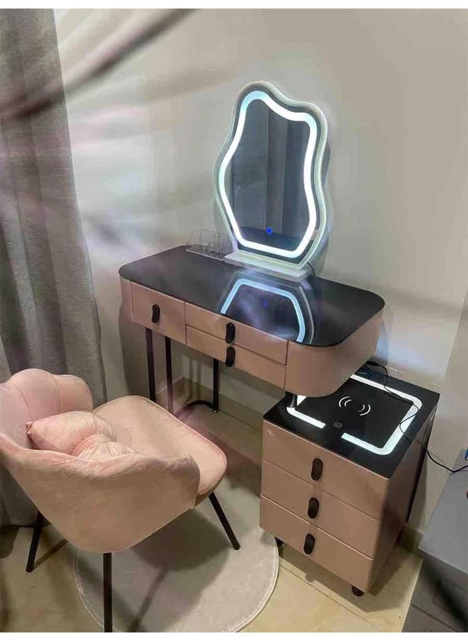 keke Makeup Vanity Table Dressing Table Flip Mirror With Drawers And Chair 100 CM  - Image 2