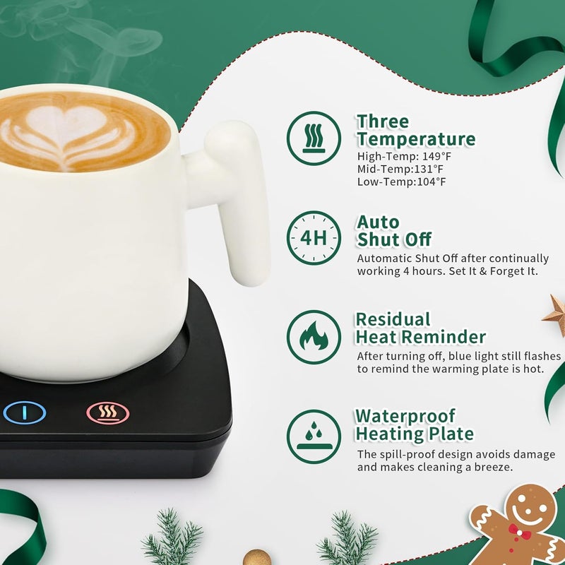 Vobaga Coffee Warmer & Mug Warmer for Home Office Home Desk Use, Coffee Cup Warmer with 3 Temperature Settings for Coffee Tea Cocoa with Auto Shut Off After 4 Hours, Coffee Gifts - Image 2