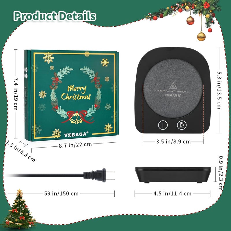 Vobaga Coffee Warmer & Mug Warmer for Home Office Home Desk Use, Coffee Cup Warmer with 3 Temperature Settings for Coffee Tea Cocoa with Auto Shut Off After 4 Hours, Coffee Gifts - Image 3