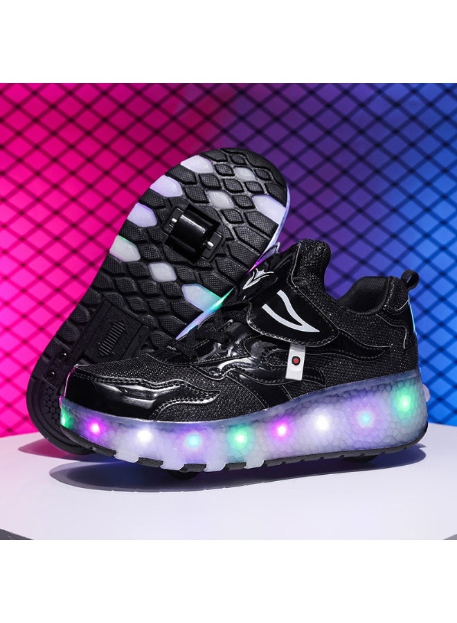 NIBEMINENT LED Flash Light Sneaker Skate Shoes with Wheels USB Charging Roller Skates Shoes