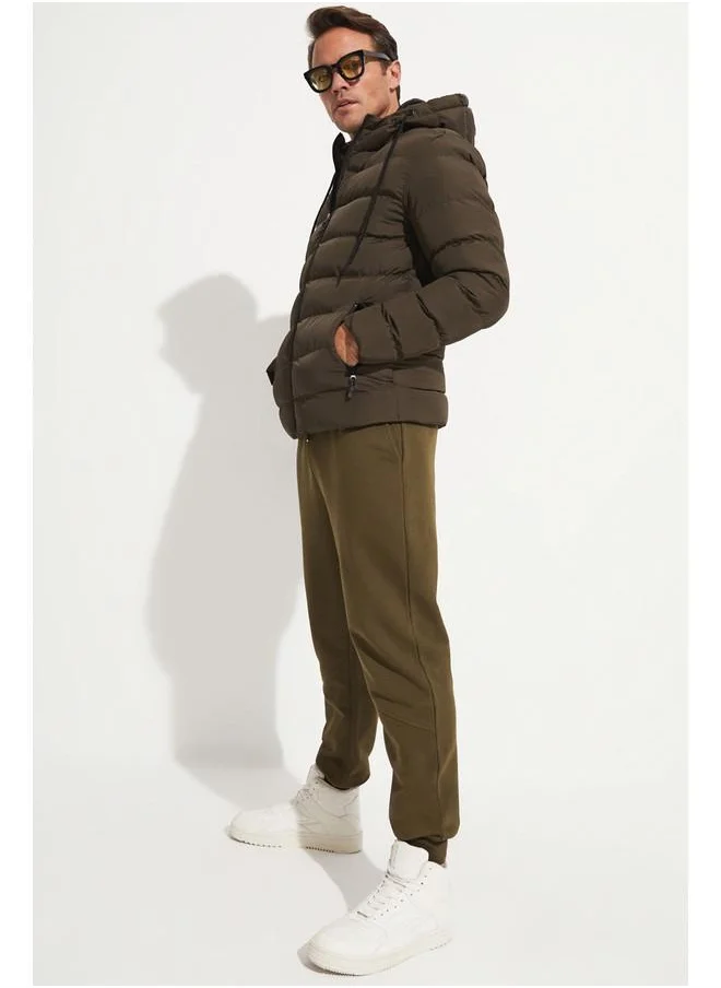 جون June Men Regular Fit Fiber Filled Coat Khaki