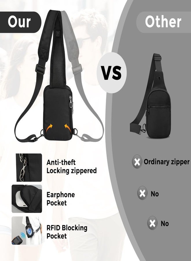 VADOO Sling Bag, Crossbody Bag with Zipper Lock, RFID Blocking & Water Resistant for Men and Women, Black, Small - Image 5