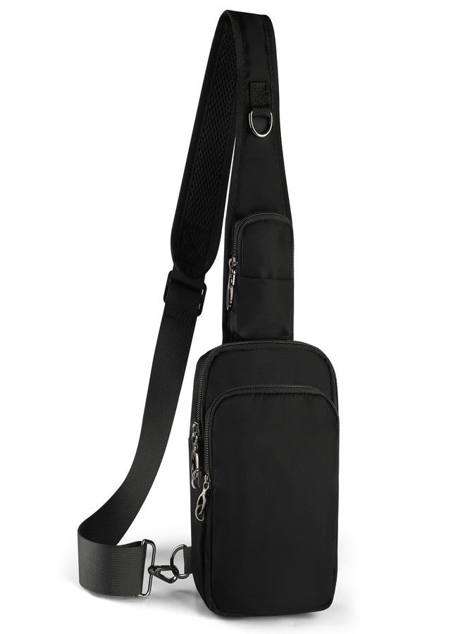 VADOO Sling Bag, Crossbody Bag with Zipper Lock, RFID Blocking & Water Resistant for Men and Women, Black, Small - Image 1