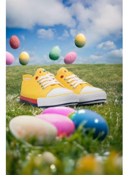 Liger Unisex Boy Girl Linen Short Converse Model Lace-Up Sports Shoes Yellow  - Image 2
