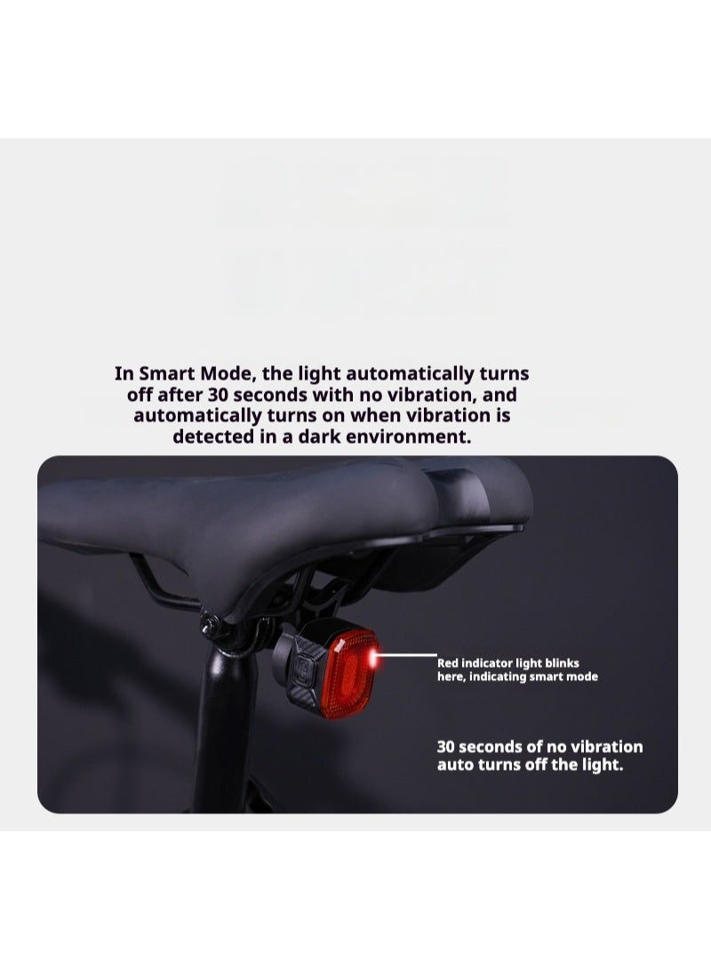 Smart Bike Tail Light with Brake Sensing, Vibration Sensor, Waterproof LED Cycling Safety Warning Light - Image 4