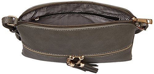 DELUXITY Lightweight Medium Crossbody Bag with Tassel (Grey) - Image 5