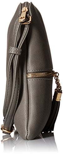DELUXITY Lightweight Medium Crossbody Bag with Tassel (Grey) - Image 3