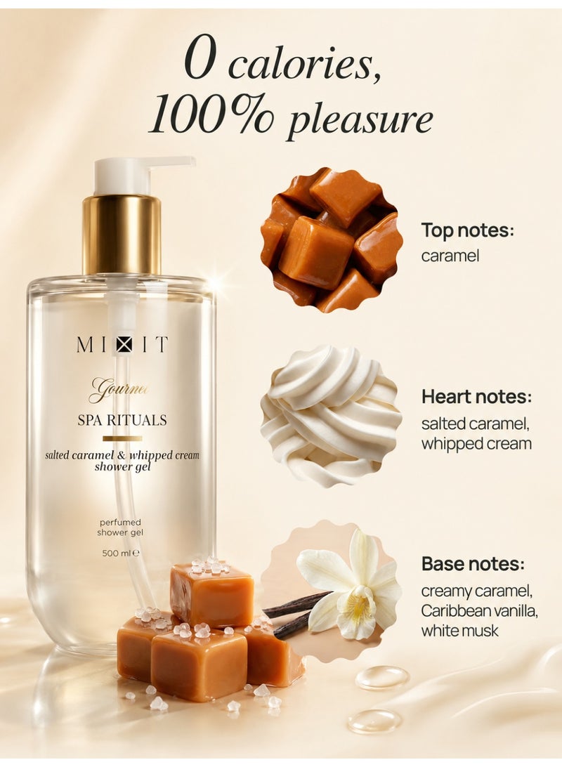 MIXIT Spa Rituals Gourmet Salted Caramel & Whipped Cream Shower Gel, Moisturizing Body Wash, 500ml - Image 2