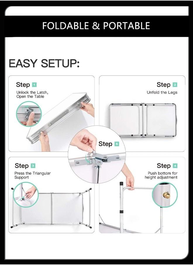 Portable Foldable Adjustable Height Table Folding Desk With Aluminium Alloy Sides Camp Compact Outdoor And Indoor For Home Kitchen Camping Hiking Beach Picnic BBQ Garden Parties 120cm - pzsku/Z015431D763A36F3DD861Z/45/_/1668695383/38487421-c592-441d-936b-4f482aabee04