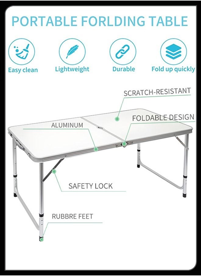 Toshionics - Portable Foldable Adjustable Height Table Folding Desk With Aluminium Alloy Sides Camp Compact Outdoor And Indoor For Home Kitchen Camping Hiking Beach Picnic BBQ Garden Parties 120cm - Image 1