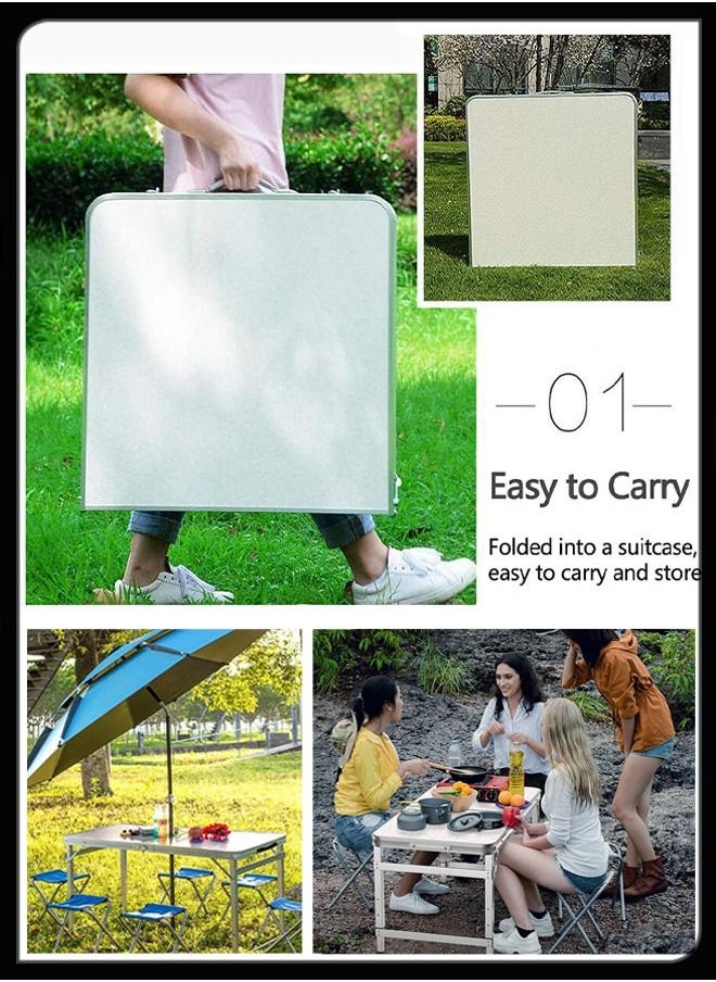 Toshionics - Portable Foldable Adjustable Height Table Folding Desk With Aluminium Alloy Sides Camp Compact Outdoor And Indoor For Home Kitchen Camping Hiking Beach Picnic BBQ Garden Parties 120cm - Image 1
