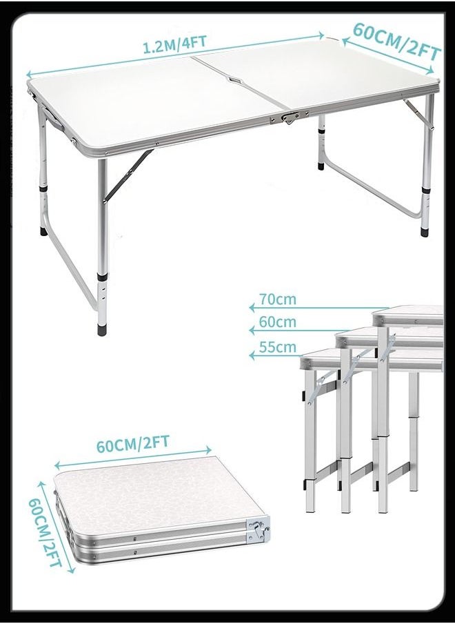 Toshionics - Portable Foldable Adjustable Height Table Folding Desk With Aluminium Alloy Sides Camp Compact Outdoor And Indoor For Home Kitchen Camping Hiking Beach Picnic BBQ Garden Parties 120cm - Image 1