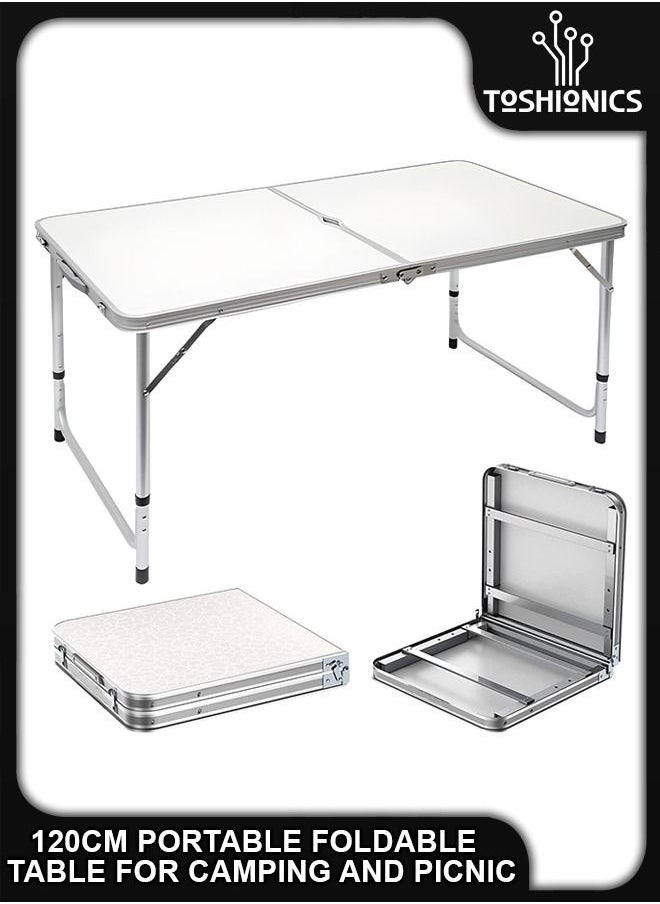Toshionics - Portable Foldable Adjustable Height Table Folding Desk With Aluminium Alloy Sides Camp Compact Outdoor And Indoor For Home Kitchen Camping Hiking Beach Picnic BBQ Garden Parties 120cm - Image 1