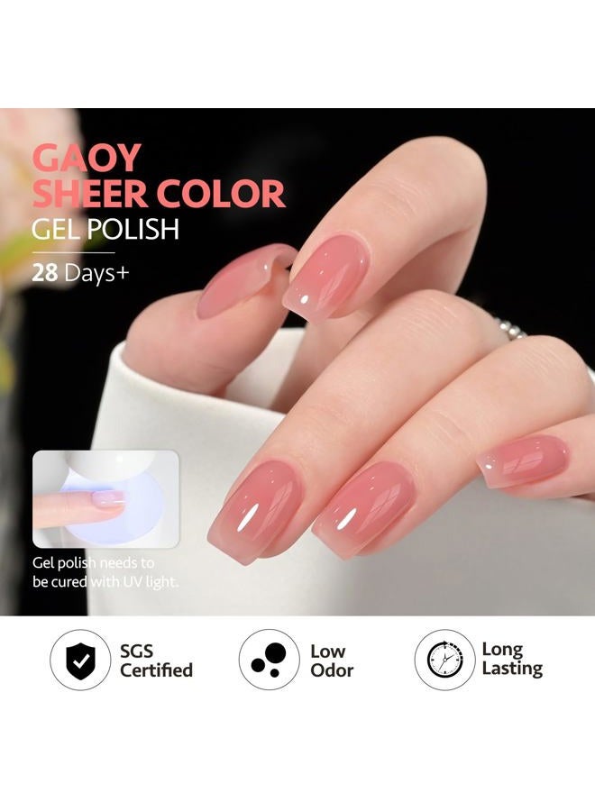GAOY Jelly Burgundy Gel Nail Polish Set, 6 Transparent Colors Red Pink Brown Nude Soak Off UV Light Cure Gel Polish Kit for Salon and Nail Art DIY at Home - Image 5