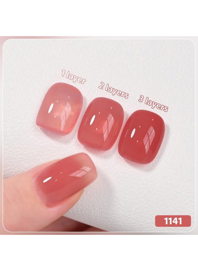 GAOY Jelly Burgundy Gel Nail Polish Set, 6 Transparent Colors Red Pink Brown Nude Soak Off UV Light Cure Gel Polish Kit for Salon and Nail Art DIY at Home - Image 3