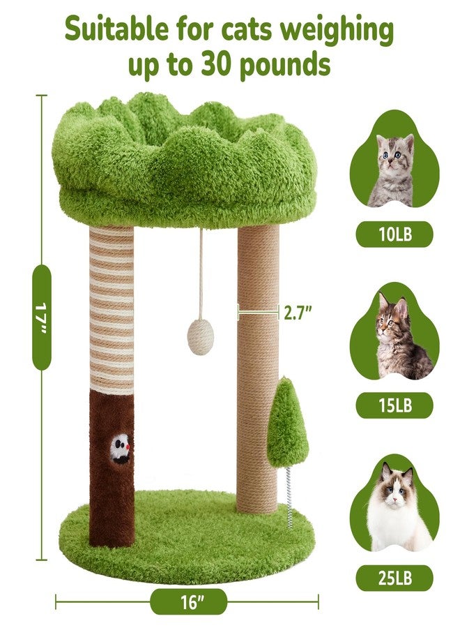 WOOCHPET Small Cat Tree with Perch Cat Bed and Removable Cover 23 inch Tall Cat Tower with 2 Scratching Sisal Scratching Posts and Cat Toys for Kittens and Adult Cats（Green） - Image 4