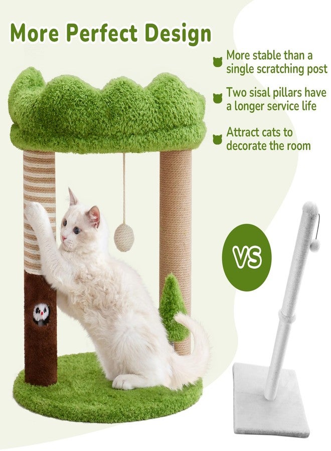 WOOCHPET Small Cat Tree with Perch Cat Bed and Removable Cover 23 inch Tall Cat Tower with 2 Scratching Sisal Scratching Posts and Cat Toys for Kittens and Adult Cats（Green） - Image 2