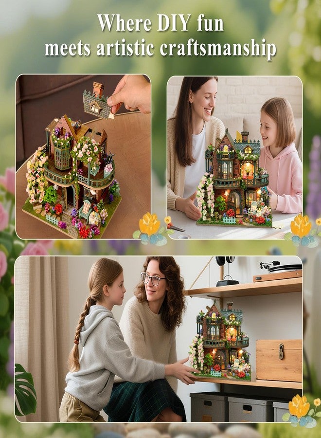 LogicTwist DIY Miniature House Kit with LED Lights, Fairy Garden Wooden Mini House Building Kit for Adults & Teens, Creative Crafts for Women, Friends & Hobbyists - Image 4