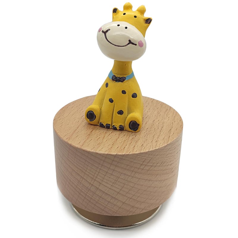 falado Mini Wooden Animal Rotary Music Box with Cute Giraffe Ornament (You are My Sunshine.) - Image 1