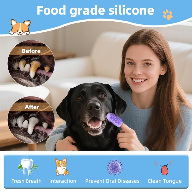 Sarnxgr 6Pcs Silicone Dog Toothbrush,360Â° Dog Tooth Brushing Kit,Finger Toothbrush,Cat Tooth Brush,Teeth Cleaning,Dogs Cats Teeth Cleaning Dental Care - Image 2