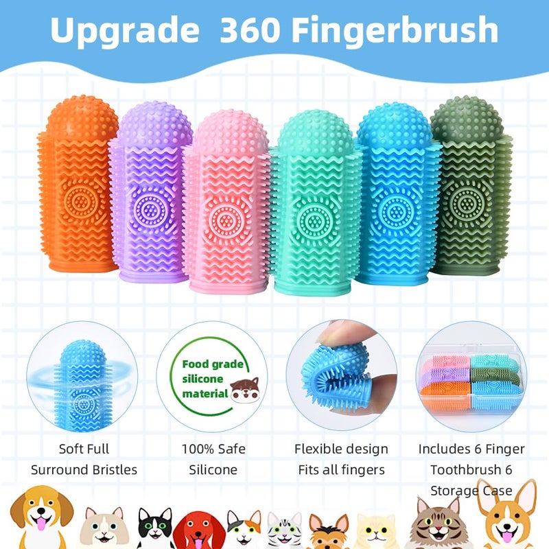 Sarnxgr 6Pcs Silicone Dog Toothbrush,360Â° Dog Tooth Brushing Kit,Finger Toothbrush,Cat Tooth Brush,Teeth Cleaning,Dogs Cats Teeth Cleaning Dental Care - Image 3
