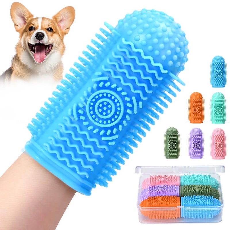 Sarnxgr 6Pcs Silicone Dog Toothbrush,360Â° Dog Tooth Brushing Kit,Finger Toothbrush,Cat Tooth Brush,Teeth Cleaning,Dogs Cats Teeth Cleaning Dental Care - Image 1