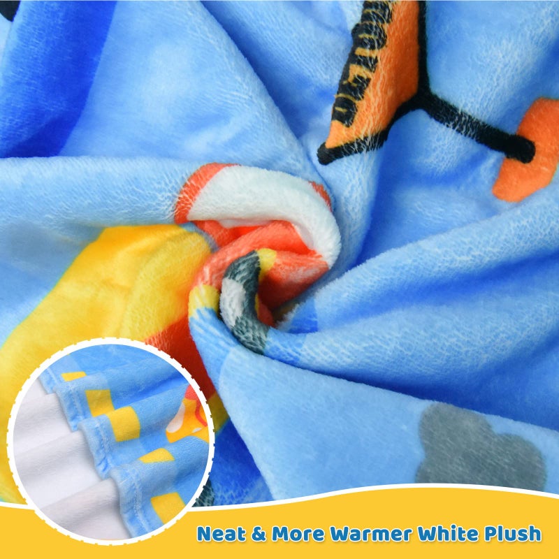 BOOPBEEP Construction Toddler Blanket for Boys Girls Lightweight Baby Kids Blanket Cute Soft Small Truck Car Blankets Comfy Fleece Flannel Plush Blue Throw Blankets Gifts 40x50 - Image 3