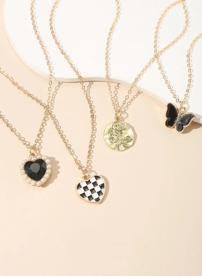 Take Two Set of 4 - Heart and Butterfly Necklace