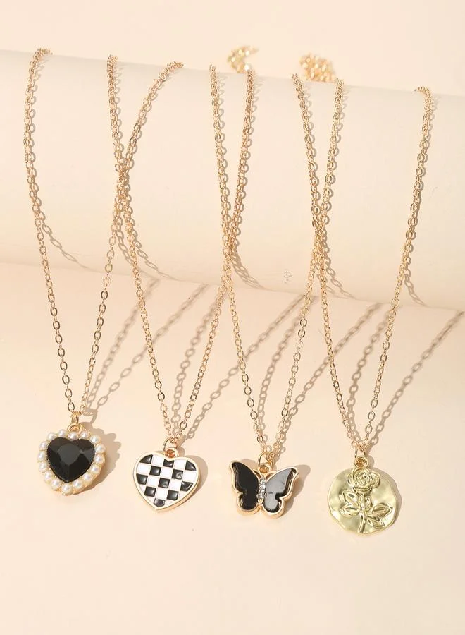 Take Two Set of 4 - Heart and Butterfly Necklace