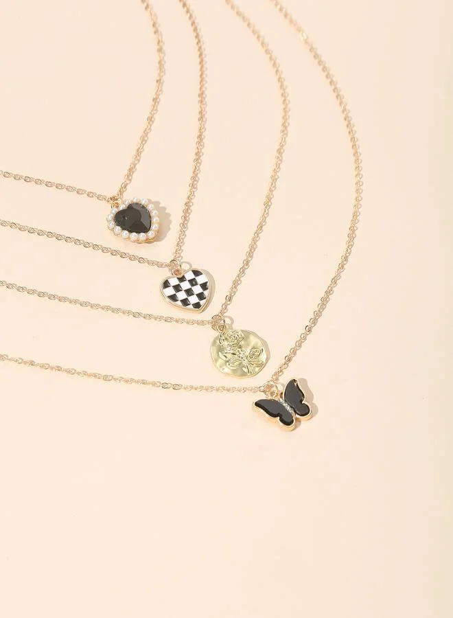 Take Two  Set of 4 - Heart and Butterfly Necklace for Women | Best Price UAE