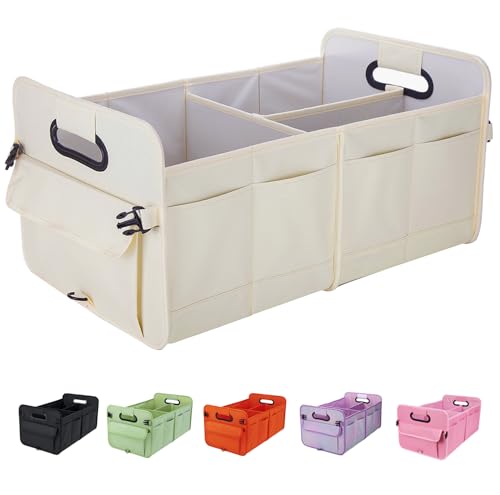 titiyiof Trunk Organizer For Suv SedanCar Organizers and Storage Waterproof Collapsible Adjustable StrapsSturdy Car Organization for Car Accessories ToolsFoodSundries23 CompartmentBeige - Image 1