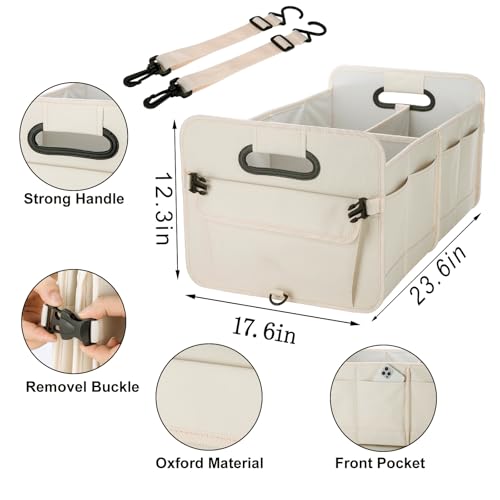 titiyiof Trunk Organizer For Suv SedanCar Organizers and Storage Waterproof Collapsible Adjustable StrapsSturdy Car Organization for Car Accessories ToolsFoodSundries23 CompartmentBeige - Image 3
