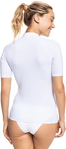 Roxy Women's Whole Hearted Short Sleeve Rashguard – UPF 50+ Sun Protection Quick Dry Swim Shirt for Surfing and Outdoor Activities, Bright White 22, Large - Image 3