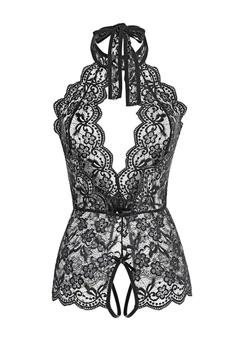 Comfortable women's one-piece mesh lace pajamas - Image 1