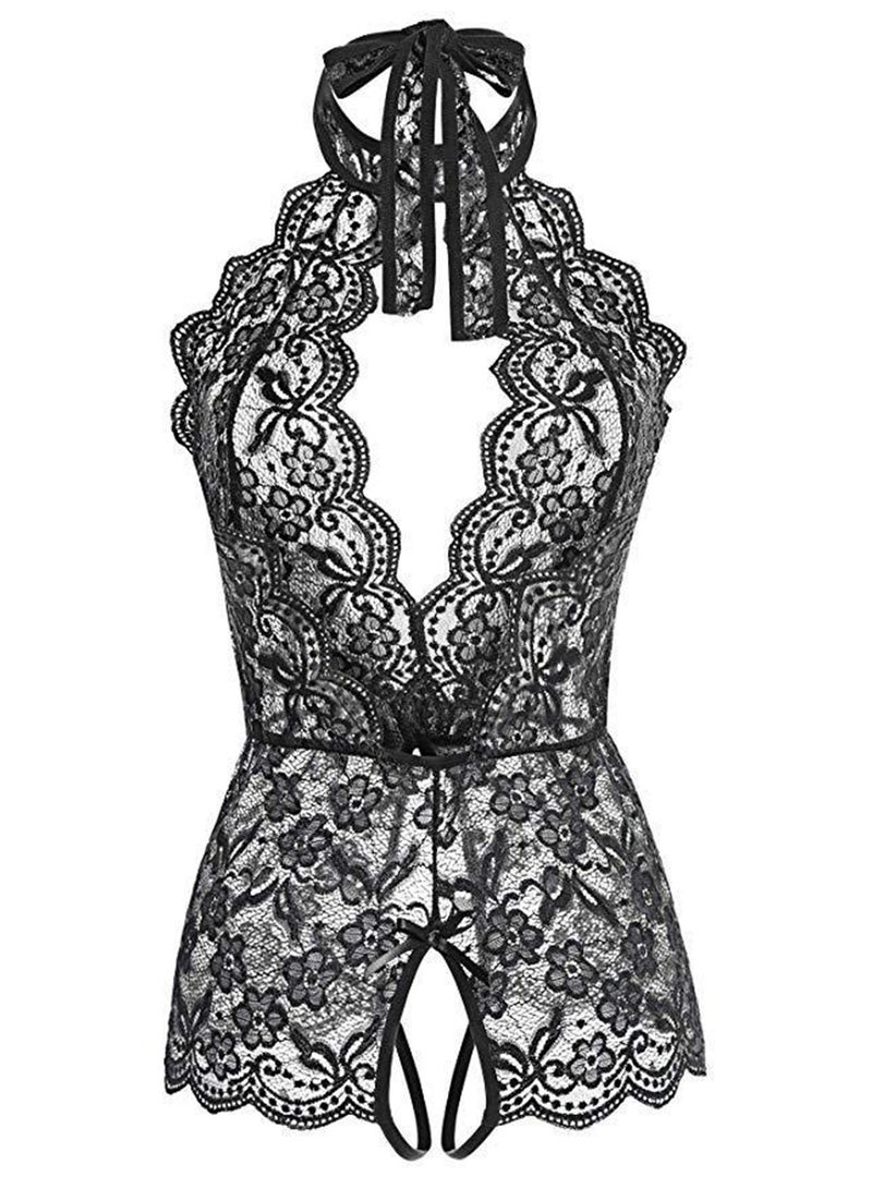 Comfortable women's one-piece mesh lace pajamas - Image 3