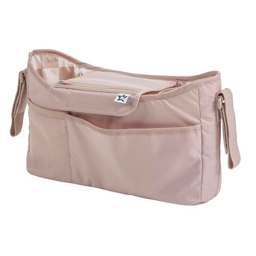Tiny Twinkle Universal Stroller Organizer with Adjustable Strap Waterproof Stroller Caddy Fits Baby Jogger Nuna Graco Donna and Bugaboo Strollers Beige Checkers - Image 3