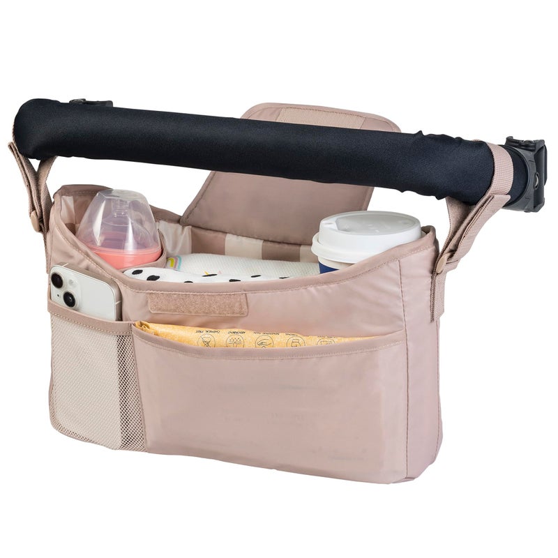 Tiny Twinkle Universal Stroller Organizer with Adjustable Strap Waterproof Stroller Caddy Fits Baby Jogger Nuna Graco Donna and Bugaboo Strollers Beige Checkers - Image 2