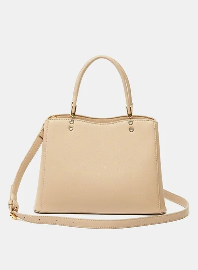 shoexpress Solid Shoulder Bag with Double Handle and Zip Closure