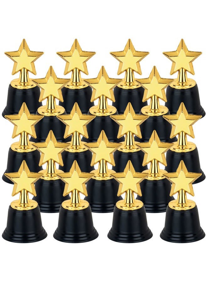 Yeonhatoys 24 Pack Mini Star Trophy Awards Bulk (4.5 Inch), Plastic Gold Star Trophies For Halloween Party Favors, Goodie Bags, Kid Classroom School Reward, Sports Tournament Winning Prize, Hollywood Event Props - Image 1