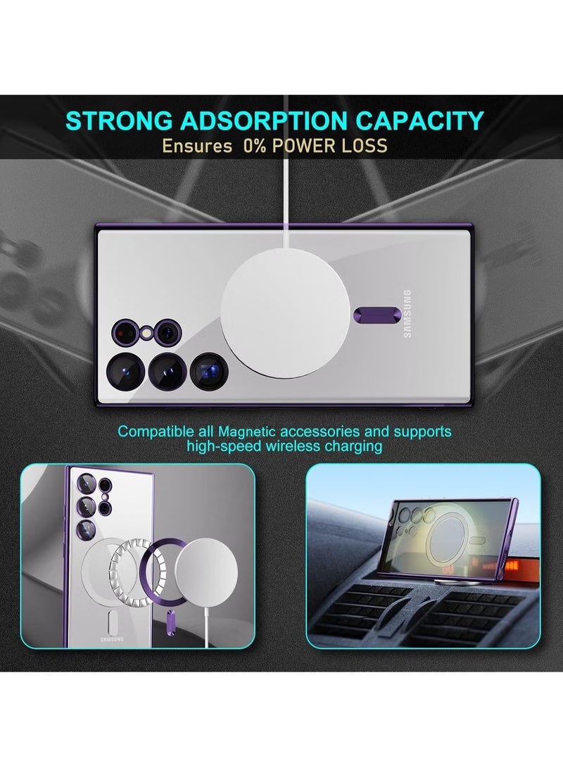 TIGER Case Compatible with Samsung Galaxy S25 Ultra (6.8") || Clear Magnetic Case with Wireless Charging Support – Camera Protection & Soft TPU Cover – Shockproof, Scratch-Resistant, Anti-Yellowing Slim Case for Galaxy S25 Ultra Purple - Image 3