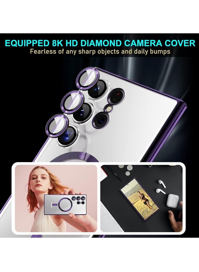 TIGER Case Compatible with Samsung Galaxy S25 Ultra (6.8") || Clear Magnetic Case with Wireless Charging Support – Camera Protection & Soft TPU Cover – Shockproof, Scratch-Resistant, Anti-Yellowing Slim Case for Galaxy S25 Ultra Purple - Image 4