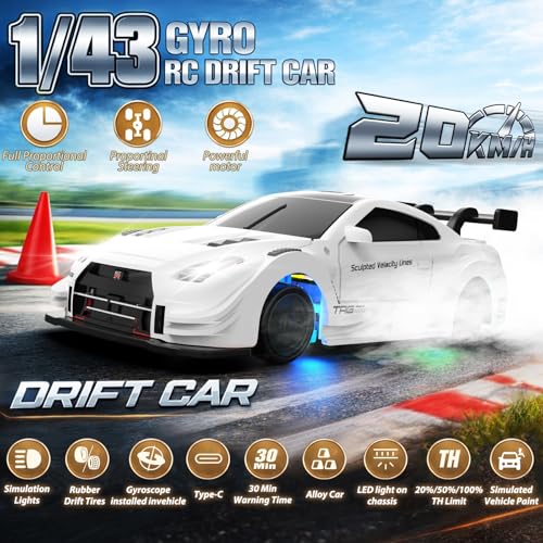 Desdoni RC Drift Car 143 Mini RC Drift Car with Gyro 24GHz Full Proportional Control 20MH 4WD High Speed Remote Control Alloy LED Lights Drift Tires Toys Gift for Adults Boys and Girls - Image 5