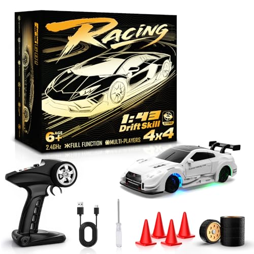 Desdoni RC Drift Car 143 Mini RC Drift Car with Gyro 24GHz Full Proportional Control 20MH 4WD High Speed Remote Control Alloy LED Lights Drift Tires Toys Gift for Adults Boys and Girls - Image 1